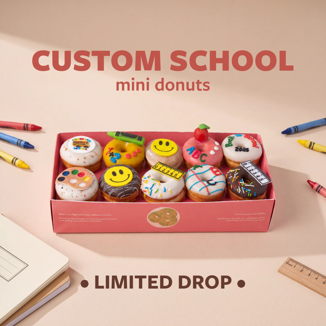 Box of 10 Mini Donuts – Back to School Edition